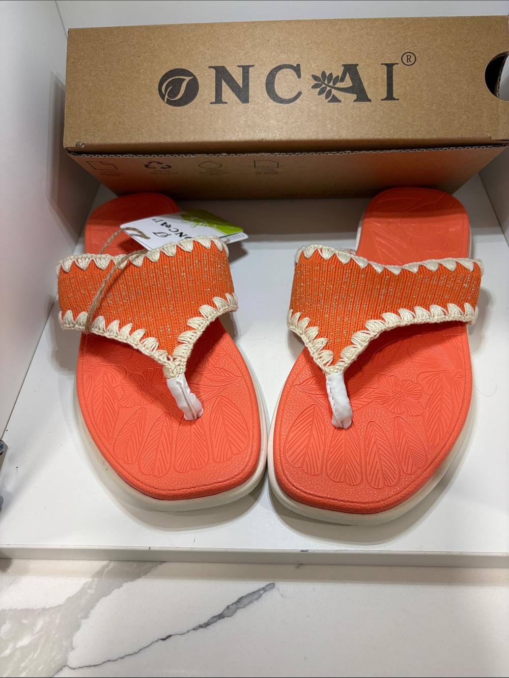 NCAI Orange Women's Comfort Thong Sandals
